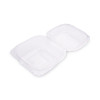 Renewable And Compostable Clear Clamshell Hinged Food Containers, 6 x 6 x 3, Plastic, 80/Pack, 3 Packs/Carton
