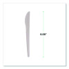 Plantware Compostable Cutlery, Knife, Plastic, Pearl White, 50/Pack, 20 Packs/Carton