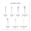 Plantware Compostable Cutlery, Knife, Plastic, Pearl White, 50/Pack, 20 Packs/Carton