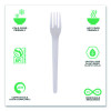 Plantware Compostable Cutlery, Fork, Plastic, Pearl White, 50/Pack, 20 Packs/Carton
