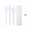 Plantware Compostable Cutlery Kit, Fork/Knife/Napkin/Spoon, Pearl White, 250 Kits/Carton