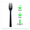 100% Recycled Content Cutlery, Fork, Plastic, Black, 50/Pack, 20 Packs/Carton