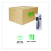 100% Recycled Content Cutlery Kit, Heavyweight Fork/Knife/Soup Spoon/Spoon, Plastic, Black, 250/Carton