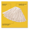 Non-Launderable Premium Cut-End Cotton Wet Mop Head, 16 Oz, White, 1" White Band, 12/Carton