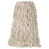 Non-Launderable Premium Cut-End Cotton Wet Mop Head, 24 Oz, White, 1" White Band, 12/Carton