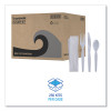 Four-Piece Cutlery Kit, Heavyweight, Fork/Knife/Napkin/Spoon, Plastic, White, 250/Carton