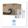 Six-Piece Cutlery Kit, Heavyweight, Fork/Knife/Napkin/Pepper/Salt/Spoon, Plastic, White, 250/Carton