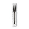 Grab'N Go Wrapped Cutlery, Fork, Plastic, Black,  90/Box, 6 Boxes/Carton