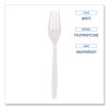 Heavyweight Polypropylene Cutlery, Fork, Plastic, White, 1,000/Carton