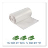 Controlled Life-Cycle Plastic Trash Bags, 13 Gal, 0.7 Mil, 24" X 30", White, 120/Box