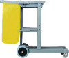Janitor's Cart, Plastic, 4 Shelves, 1 Bin, 19" x 45" x 39", Gray