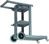 Janitor's Cart, Plastic, 4 Shelves, 1 Bin, 19" x 45" x 39", Gray