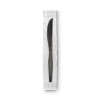 Grab'N Go Wrapped Cutlery, Knife, Plastic, Black, 90/Box