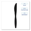 Heavyweight Polypropylene Cutlery, Knife, Plastic, Black, 1,000/Carton