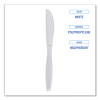 Heavyweight Polypropylene Cutlery, Knife, Plastic, White, 1,000/Carton
