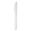 Mediumweight Polystyrene Cutlery, Knife, Plastic, White, 100/Box