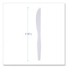 Mediumweight Polystyrene Cutlery, Knife, Plastic, White, 100/Box