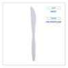 Heavyweight Wrapped Polypropylene Cutlery, Knife, Plastic, White, 1,000/Carton