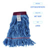 Cotton Mop Heads, Cotton/Synthetic, Large, Looped End, Wideband, Blue, 12/Carton