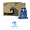 Cotton Mop Heads, Cotton/Synthetic, Large, Looped End, Wideband, Blue, 12/Carton