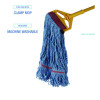Cotton Mop Heads, Cotton/Synthetic, Large, Looped End, Wideband, Blue, 12/Carton