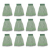 Microfiber Looped-End Wet Mop Heads, Medium, Green, 12/Carton