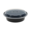 Newspring Versatainer Microwavable Containers, 24 Oz, 7" Diameter, Black/Clear, Plastic, 150/Carton