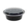 Newspring Versatainer Microwavable Containers, 32 Oz, 7" Diameter x 2.25" h, Black/Clear, Plastic, 150/Carton
