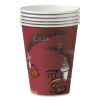 Paper Hot Drink Cups In Bistro Design, 10 Oz, Maroon, 300/Carton