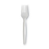 Plastic Cutlery, Mediumweight Fork, Plastic, White, 1,000/Carton