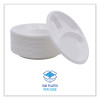 Hi-Impact Plastic Dinnerware, 3-Compartment Plate, 10" Dia, White, 500/Carton
