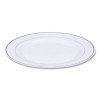 Masterpiece Plastic Plates, 10.25" Dia, White/Silver, 10/Pack, 12 Packs/Carton