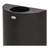 European And Metallic Series Open Top Half-Round Receptacle, 12 Gal, Steel, Black/Chrome