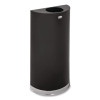 European And Metallic Series Open Top Half-Round Receptacle, 12 Gal, Steel, Black/Chrome