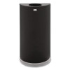 European And Metallic Series Open Top Half-Round Receptacle, 12 Gal, Steel, Black/Chrome
