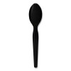 Heavyweight Polystyrene Cutlery, Spoon, Plastic, Black, 1,000/Carton
