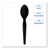 Heavyweight Polystyrene Cutlery, Spoon, Plastic, Black, 1,000/Carton