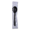 Heavyweight Wrapped Polypropylene Cutlery, Soup Spoon, Plastic, Black, 1,000/Carton