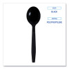 Heavyweight Wrapped Polypropylene Cutlery, Soup Spoon, Plastic, Black, 1,000/Carton