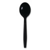 Heavyweight Wrapped Polypropylene Cutlery, Soup Spoon, Plastic, Black, 1,000/Carton