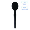 Heavyweight Wrapped Polystyrene Cutlery, Soup Spoon, Plastic, Black, 1,000/Carton