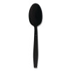 Heavyweight Polypropylene Cutlery, Spoon, Plastic, Black, 1,000/Carton