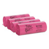 Feminine Hygiene Sanitary Disposal Bags, 4" x 4" x 10", Pink/Black, 150 Bags/Roll, 4 Rolls/Carton