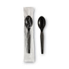 Individually Wrapped Heavyweight Spoon, Plastic, Black, 1,000/Carton