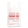"Thank You" Handled T-Shirt Bag, Have a Nice Day Labeling, Cut-Out Handles, 11.5" x 6.5" x 21", White/Red, 900/Carton