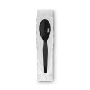 Grab N Go Wrapped Cutlery, Spoon, Plastic, Black, 90/Box, 6 Boxes/Carton