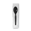 Grab'N Go Wrapped Cutlery, Spoon, Plastic, Black, 90/Box