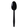 Heavyweight Wrapped Polypropylene Cutlery, Spoon, Plastic, Black, 1,000/Carton