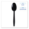 Heavyweight Wrapped Polypropylene Cutlery, Spoon, Plastic, Black, 1,000/Carton