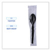 Heavyweight Wrapped Polystyrene Cutlery, Spoon, Plastic, Black, 1,000/Carton